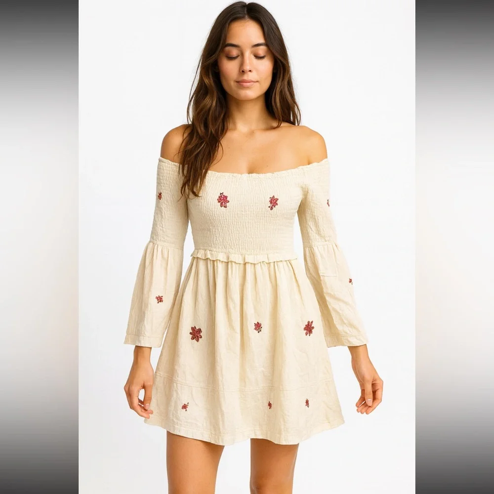 Free People-Like NEW Cottage core dress with embroidery Size M - Picture 1 of 1